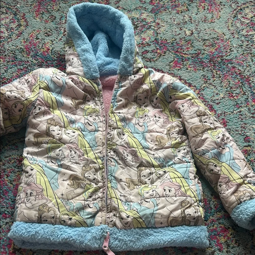Kids Princess reversible Print‎ Jacket with Blue Accents